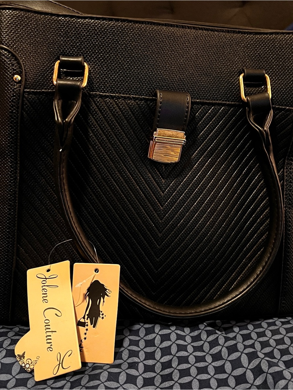 Jolene Couture Black Women's Structured Tote Bag with matching Wallet, Crossbody